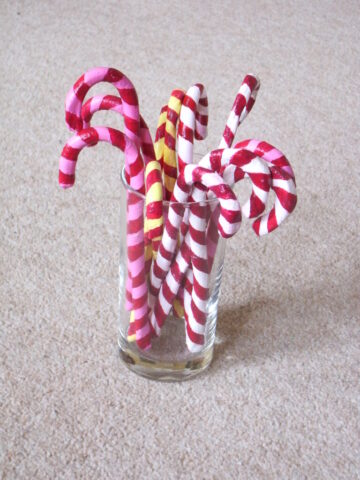 Clay candy canes for a sweet shop window display Clay candy canes