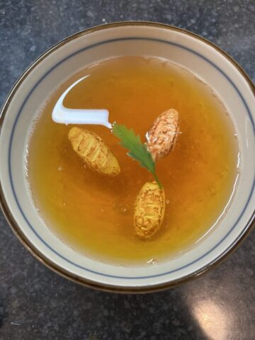 Solid soup with croutons, commissioned for a theatre show Prop soup with croutons