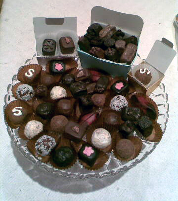 Displayed fake chocolates sent by shop owner Fake clay chocolates