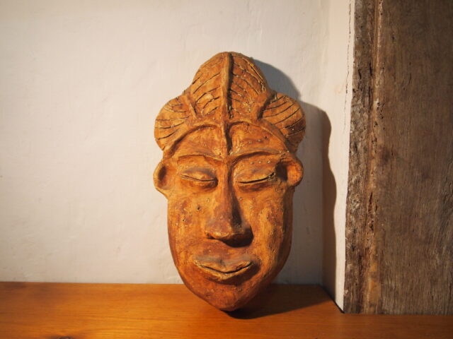 Latex cast clay mask, made as a stage prop exercise Latex cast clay mask