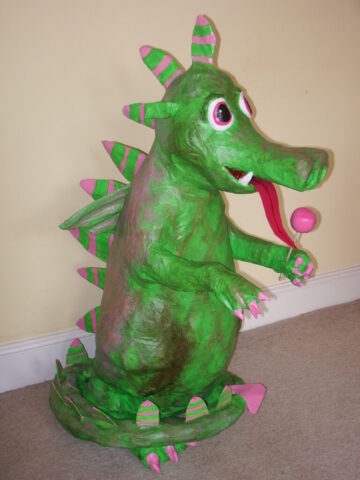4ft tall dragon window display prop, commissioned for a sweet shop 4ft tall dragon window display prop