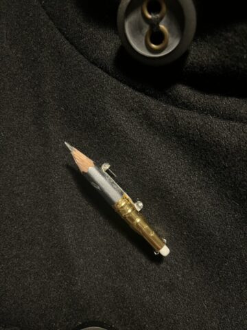 Pencil brooch, made as a gift
